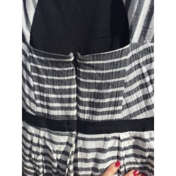 Eva Franco Womens Saybrook Dress Size 10 Gray White Striped Cotton Anthropologie - Picture 11 of 13